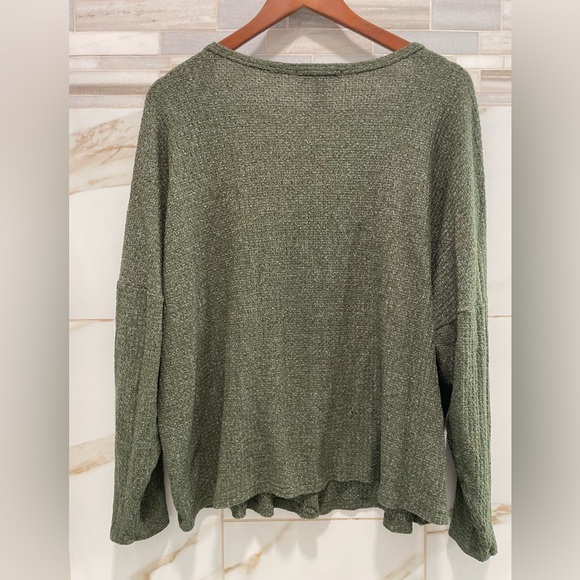 Forever 21 Olive Button-Up oversized waffle knit Cardigan - Picture 8 of 8